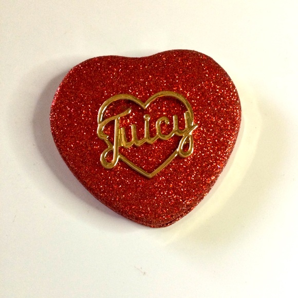 JUICY COUTURE RED GLITTER HEART COMPACT MIRROR NEW - Picture 2 of 7